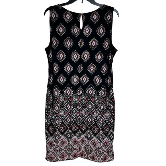 Dana Buchman Sleeveless Shift Dress Sz L Blue Multicolor Print Lined Lightweight - Picture 2 of 7